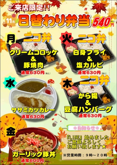 11月度日替わり弁当